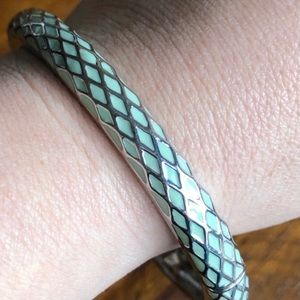 Lia Sophia Turquoise Blue and Silver Enamel Bangle
